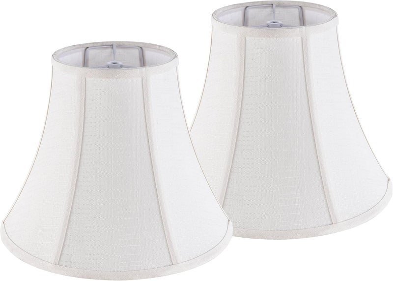 JERHOUS Creme White Bell Lamp Shades Set of 2 Medium Shade 6.7``Top x 13``Bottom x 10``High(Spider) Traditional Lampshade for Table & Bedside Lamp - Replacement Lampshades By - Image 1